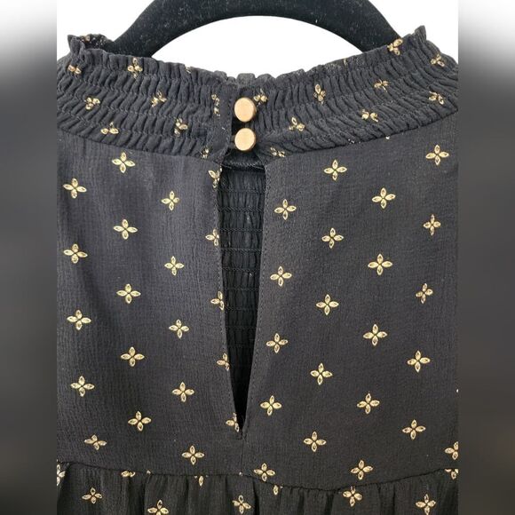 A NEW DAY Women's black dress, Gold design, Size S, Flowy, Mini - Picture 2 of 4